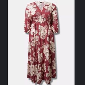 Torrid Challis Tiered Maxi Dress Tropical Print Size 12